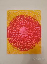 Quadro astratto moderno rosso e giallo – 18x24