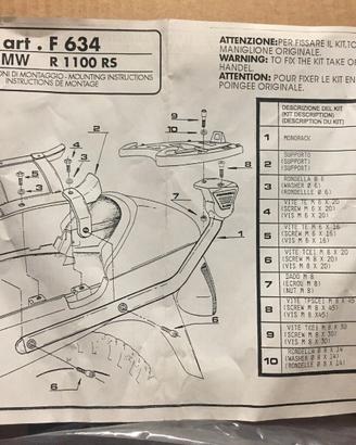 Staffe BAULE POSTERIORE Givi634f Bmw R1100rs