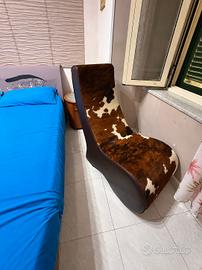 POLTRONA/CHAISE LONGUE IN PELLE + SPECCHIO cowhide