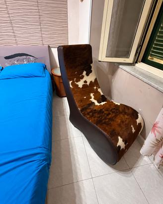 POLTRONA/CHAISE LONGUE IN PELLE + SPECCHIO cowhide