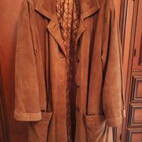 Cappotto donna in pelle scamosciata marrone