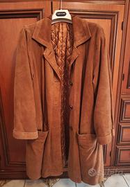 Cappotto donna in pelle scamosciata marrone