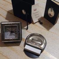 SET scrivania argento 925 orologio+scatol+rubr+pos