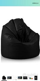 Pouf in ecopelle nero, sacco morbido 135x85