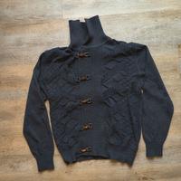 Cardigan Grigio Cashmere con zip e alamari