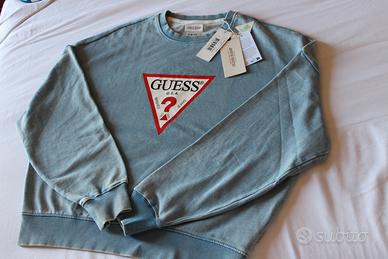 GUESS felpa da donna celeste effetto Denim nuova 