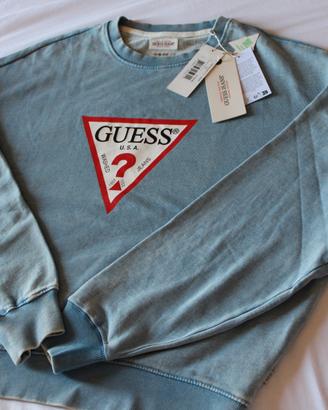GUESS felpa da donna celeste effetto Denim nuova 
