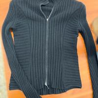 Maglione donna in 100% cashmere nero zip frontale