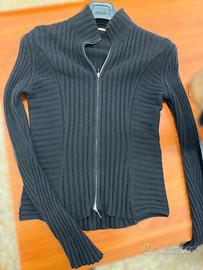 Maglione donna in 100% cashmere nero zip frontale