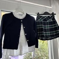 Completo bambina camicia, gonna e cardigan - 6/7 a