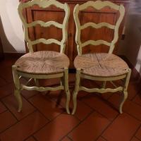 2 sedie stile provenzale shabby chic impagliate