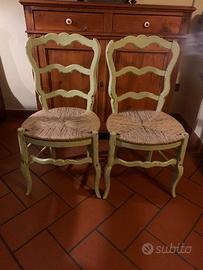 2 sedie stile provenzale shabby chic impagliate