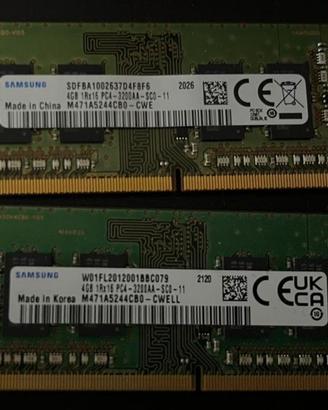 8 GB RAM Samsung SODIMM DDR4  3200 Mhz 2x4 GB
