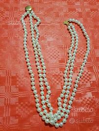 Collana 3 Fili Perle Bigiotteria 30cm