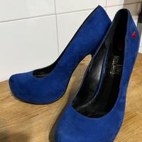 Scarpe MOSCHINO ORIGINALI blu.38 NUOVE + POCHETTE