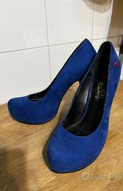 Scarpe MOSCHINO ORIGINALI blu.38 NUOVE + POCHETTE