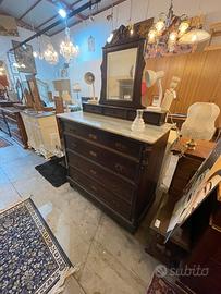 Cassettone antico con specchiera 115x53 H 109 +80