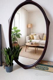 Elegante Specchiera ovale in mogano Anni 50/60