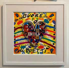 Quadro Serigrafia Donzelli 30x30 cuore di Boetti