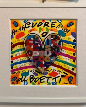 Quadro Serigrafia Donzelli 30x30 cuore di Boetti