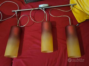 Lampadario Vetro e Acciaio