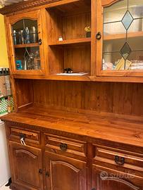 Credenza in legno con vetrina VINTAGE – 156x50x200
