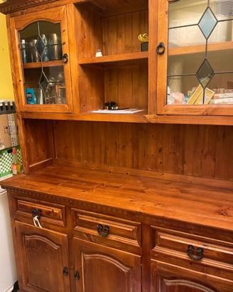 Credenza in legno con vetrina VINTAGE – 156x50x200