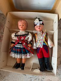 Coppia bambole vintage souvenir polonia