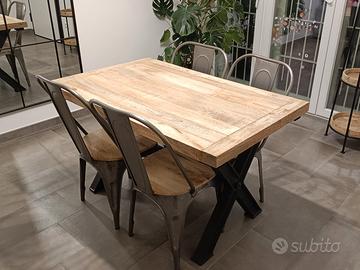 Tavolo e 4 sedie stile industriale