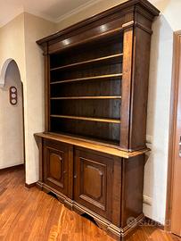 Credenza con libreria in legno massello, 2 corpi