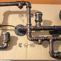 plafoniera stile industrial tubi ferro nuova