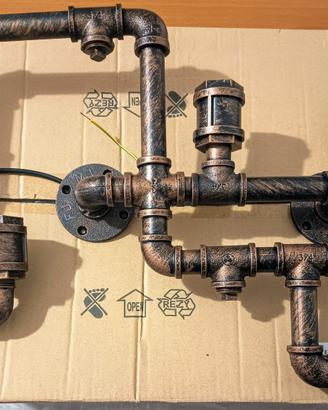 plafoniera stile industrial tubi ferro nuova