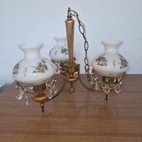 Lampadario vintage porcellana disegnata e metallo