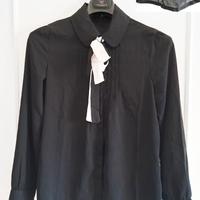 Camicetta Chiffon Donna Nera con Fiocco Elegante