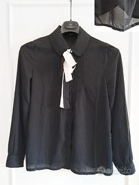 Camicetta Chiffon Donna Nera con Fiocco Elegante