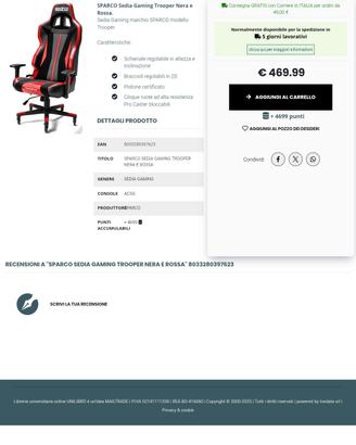 SPARCO sedia gaming nera e rossa