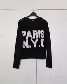 Felpa nera con stampa PARIS N.Y.C. sul davanti e z