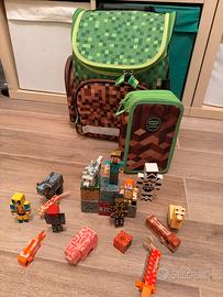 Zaino astuccio e pupazzi minecraft