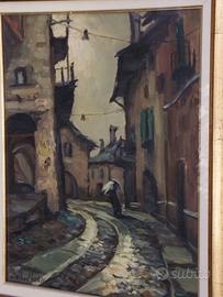 dipinto Marco Fall "via Roma dopo la pioggia"