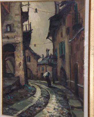 dipinto Marco Fall "via Roma dopo la pioggia"