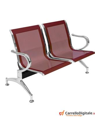 Panca per sala attesa 2 posti in acciaio Rosso
