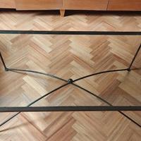 Tavolino basso da salotto in vetro e ferro battuto