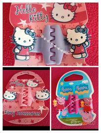 3 mollette fermagli capelli Hallo Kitty Peppa Pig 