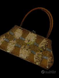 Borsa Vintage Oro con Paillettes, Strass