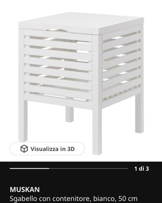 Ikea muskan sgabello contenitore bianco