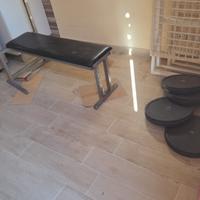 Panca fissa di ferro pieno + 4 dischi da 20kg