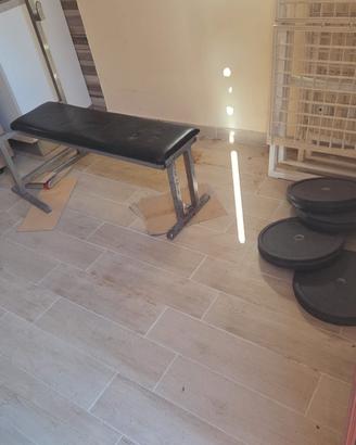 Panca fissa di ferro pieno + 4 dischi da 20kg