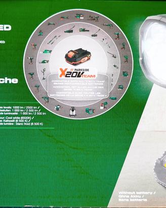 Nuovo!Lampada torcia LED a Batteria Parkside GARAN