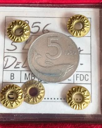 Moneta DELFINO valore 5 Lire 1956 R2