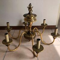 3 Lampadari Vintage in ottone a 6 Bracci